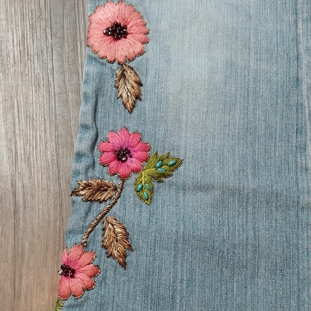 Dana Buchman Embroidered Jeans - Picture 2 of 13
